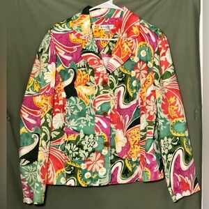 Coldwater Creek Multicolor Floral Print Jacket ~ L ~
